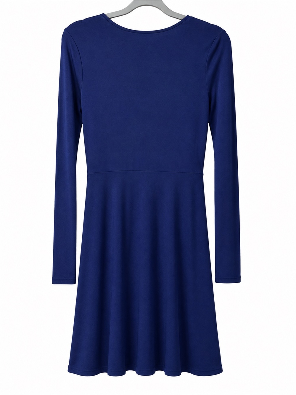 Forever 21 Deep Blue Faux-Wrap Midi Dress Minimalist Workwear Office Coastal - Picture 3 of 8